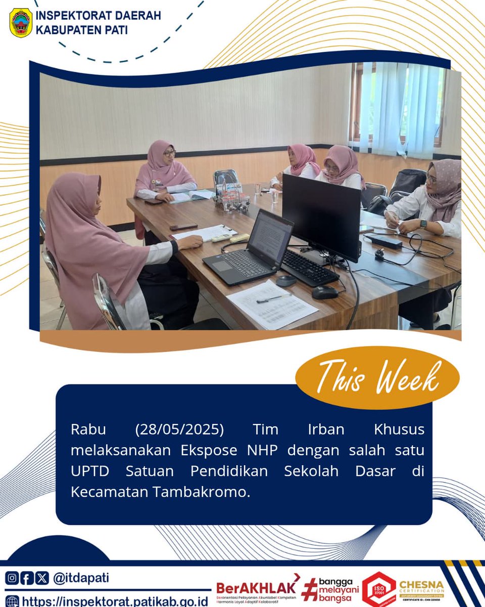 itdapati's tweet image. Kilas balik kegiatan Inspektorat Daerah Kabupaten Pati dalam sepekan hari Senin (26/05/2025) hingga Rabu (28/05/2025).

#ASNBerAKHLAK
#BanggaMelayaniBangsa