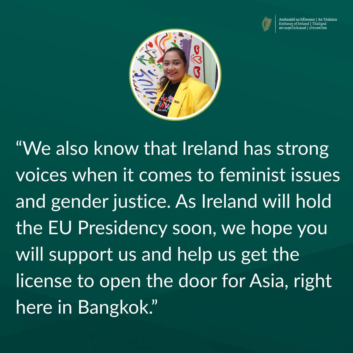 🏳️‍🌈 Happy Pride Month!
In 2015, Ireland voted for marriage equality. 10 years later, Thailand becomes the first in Southeast Asia to do the same. 🇮🇪🇹🇭❤️

We spoke to Waddao Chumakorn Taengkliang, co-founder of Bangkok Pride, about what this moment means.
