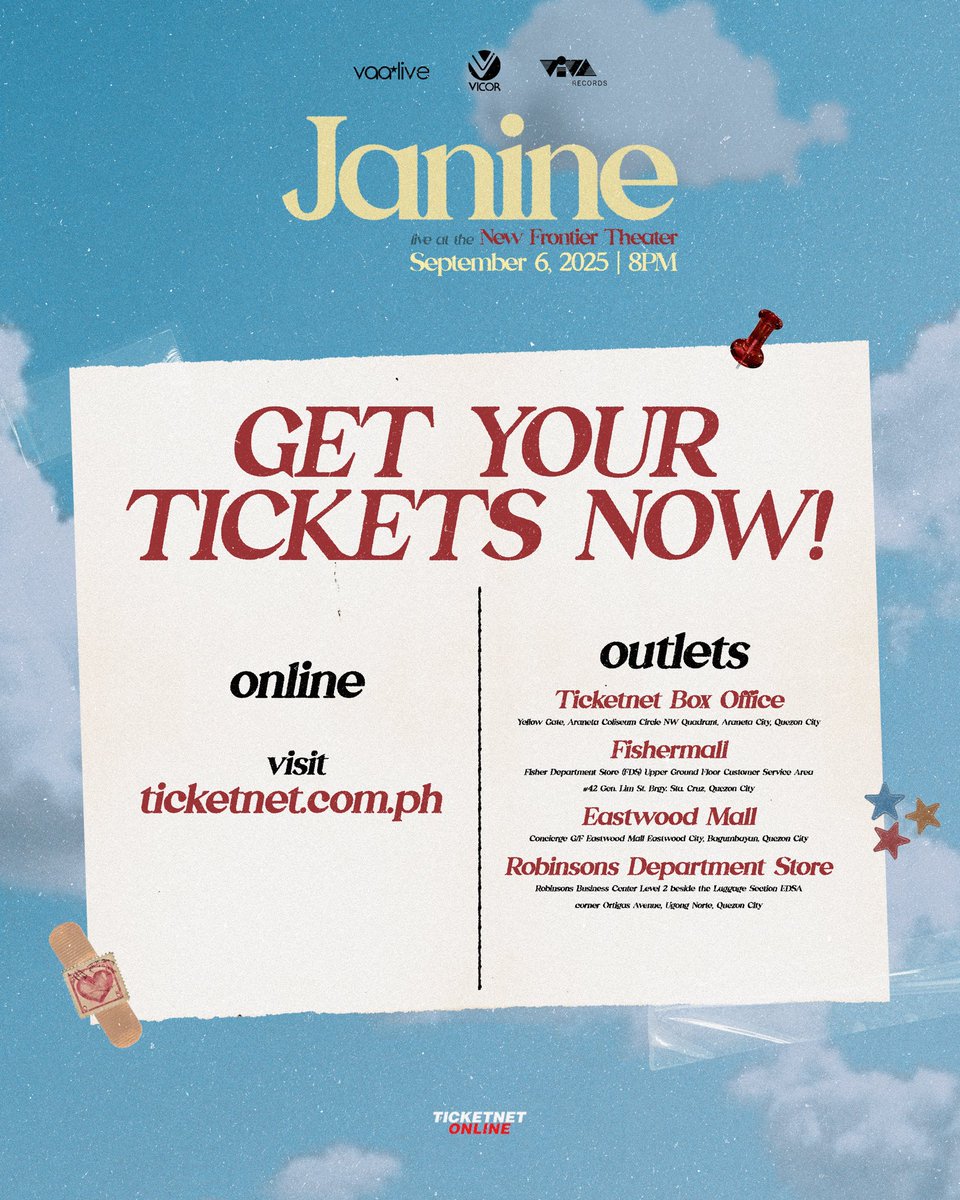 _janinemusic's tweet image. Here we go, my first ever concert.
Tickets are now available π«ΆπΌπ
ticketnet.com.ph/event-detail/Jβ¦