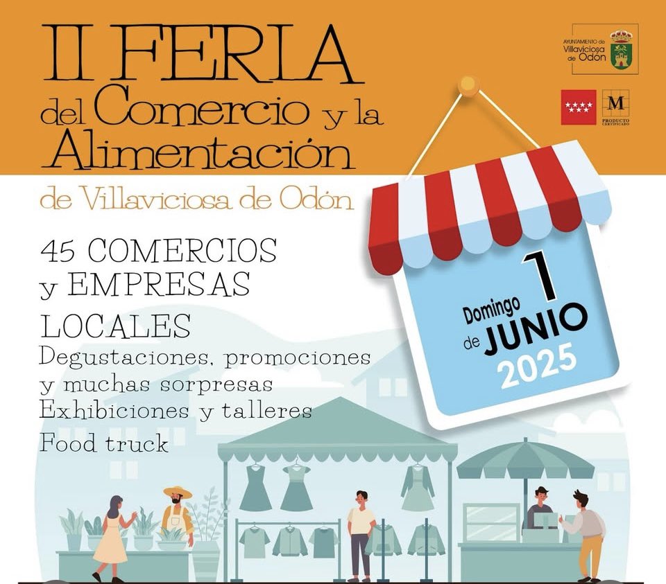 #Ferias | La Despensa de Madrid hoy en Villaviciosa de Odón de 10:00 a 14:30 junto a la II Feria de Comercio y Alimentación.

<a href="/MadridCalidad/">M Producto Certificado</a> 
<a href="/ComunidadMadrid/">Comunidad de Madrid</a> 
<a href="/madrifood/">Clúster Agroalimentario de la Comunidad de Madrid</a> 
<a href="/CarlosNovilloPi/">Carlos Novillo Piris</a> 
<a href="/DgdeOteo/">Ángel de Oteo</a> 
<a href="/Romanmunozs/">Román Muñoz Sánchez</a> 
<a href="/Aytovilladeodon/">Ayuntamiento de Villaviciosa de Odón</a>