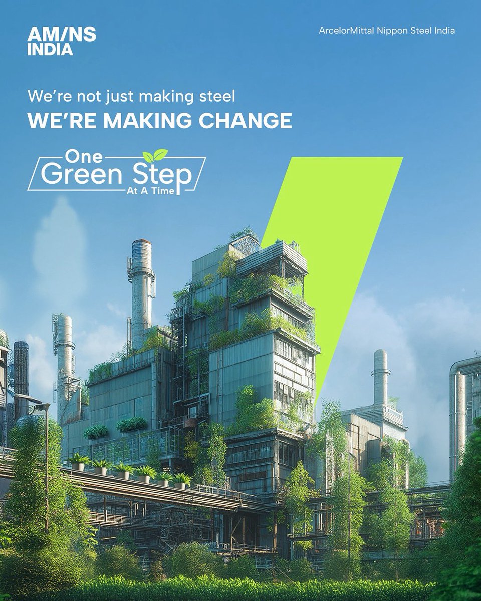 AMNSIndia's tweet photo. AM/NS India reaffirms its mission: not just producing steel, but building a cleaner future, one step at a time.
#EnvironmentDay #SteelForFuture https://t.co/DObG9OH7ll