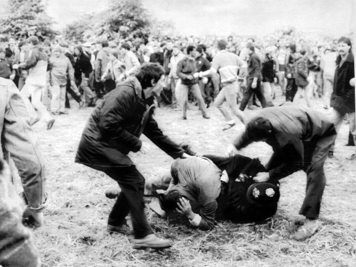 #OnThisDay 1984. Police and pickets are photographed during the fourth day of violent clashes at Orgreave