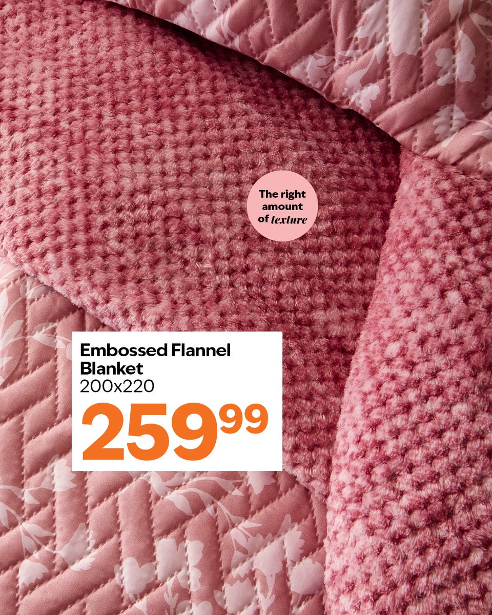 We have layers to keep you warm and cosy this Winter. Visit us in store or click here bit.ly/3I6mLhr to shop now.

104072031 Embossed Flannel Blanket 180X200CM R259.99