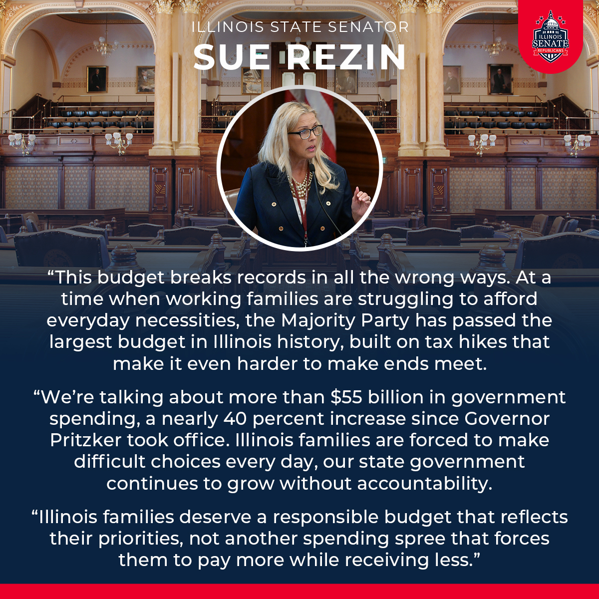 I issued the following statement after Democrat lawmakers passed a $55 billion budget that includes around $1 billion in new taxes.