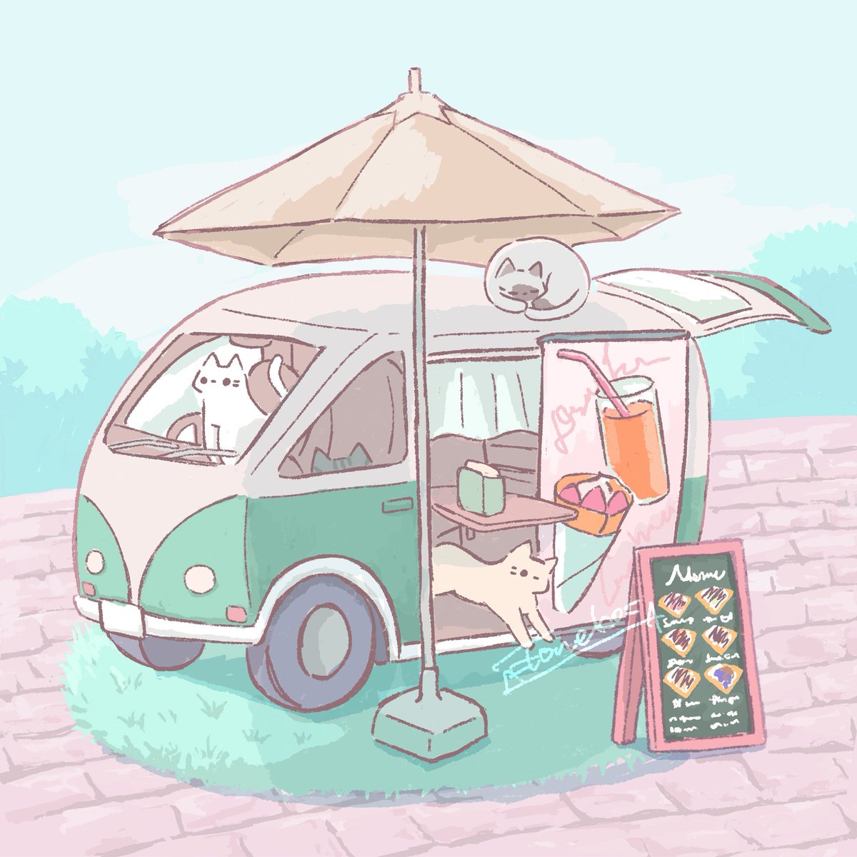 うまうまキッチンカー

#イラスト #illustration #adobeFresco #猫