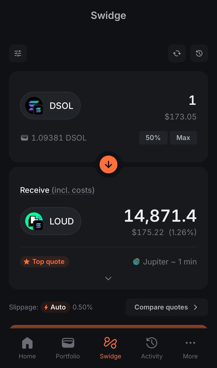 Did you know you can Swidge into $LOUD on infinex. One-click cross-chain swaps - super easy, low fees.