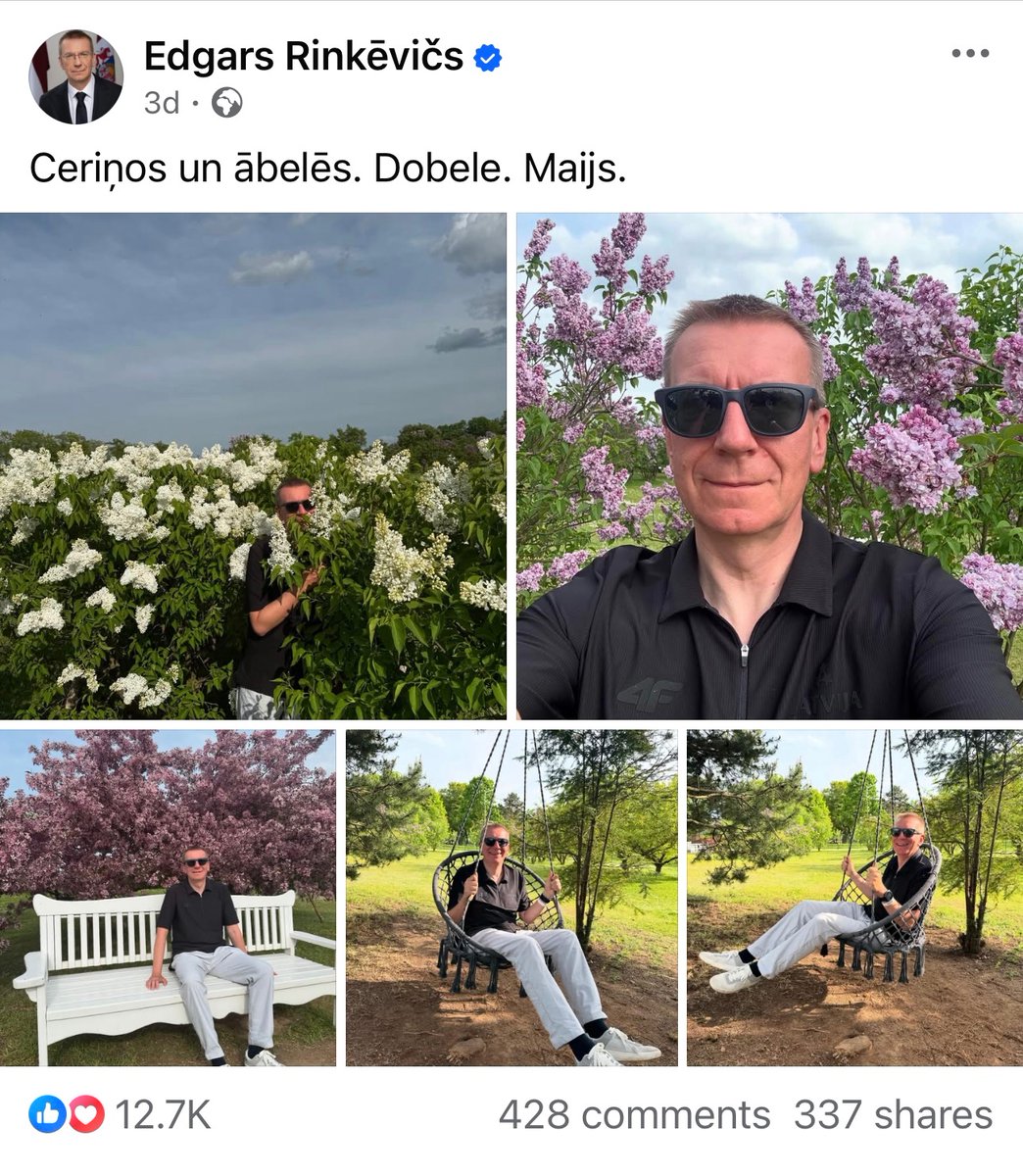 Maijs. Ceriņi. Mīļi. Tikmēr IKP mīnusos, budžetā miljarda caurums, bet Valsts prezidents gozējas dārzā kā pavasara Vogue vāka modelis. Ko darītu citu valstu prezidenti? Runātu ar fondu vadītājiem, piedalītos forumos, meklējot investīcijas. Mēs? Lūkojamies ceriņos un kaķu bildēs.