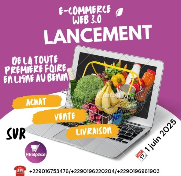 🎉 C’EST LE GRAND JOUR ! 🎉
🔥 La toute première foire en ligne 100 % Pi est officiellement lancée ! 🔥

📅 Du 1er au 30 juin 2025, le Web3 prend vie sur Piketplace, la plateforme qui révolutionne l’économie décentralisée au Bénin et au-delà !
💥 Achète, vends, et livré