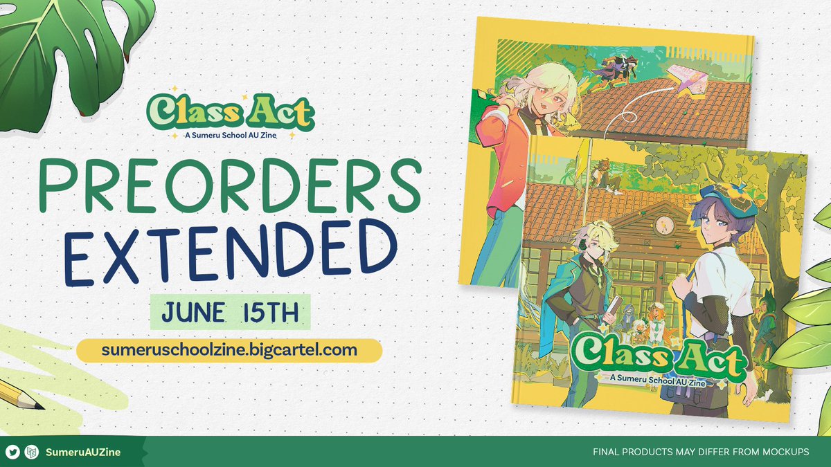 🍃📢 Sumeru School Scoop! 📢🍃

We heard your student demands loud and clear! Need more time to gather your materials, read your study notes, and get some extra allowance? No problem, because class remains open for another two weeks!

🎒 Preorder here: sumeruschoolzine.bigcartel.com