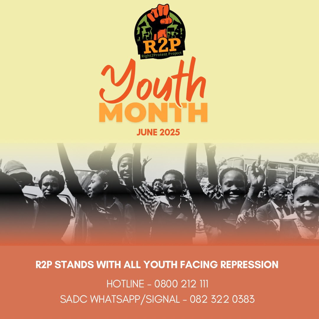 This #YouthMonth, we remember the Youth of June 16 , 1976 and stand with all young people resisting repression today. From campuses to communities, youth are still silenced, surveilled &amp; suppressed.

Aluta Continua!!

#Right2Protest #June16 #YouthMonth