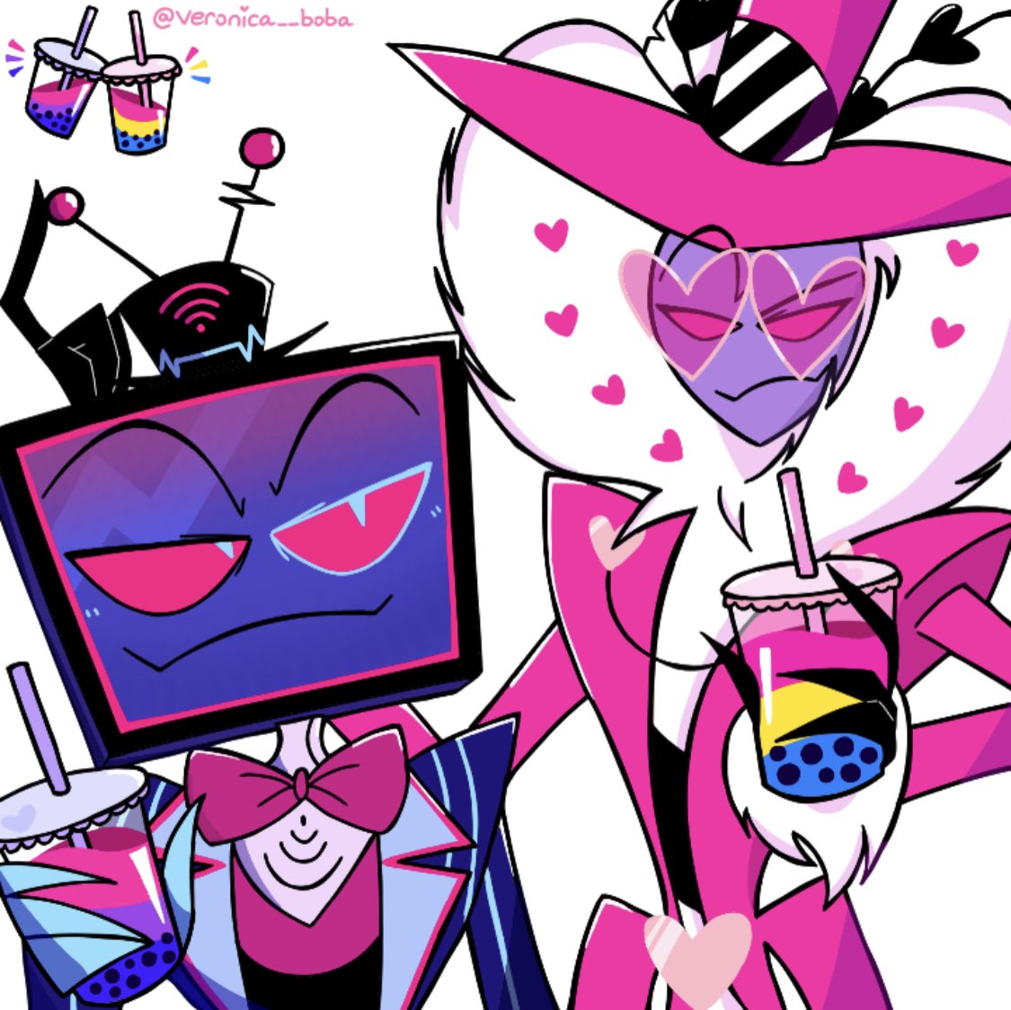 veronica__boba's tweet image. pride month boba!🧋
#voxhazbinhotel #valentinohazbinhotel #PrideMonth