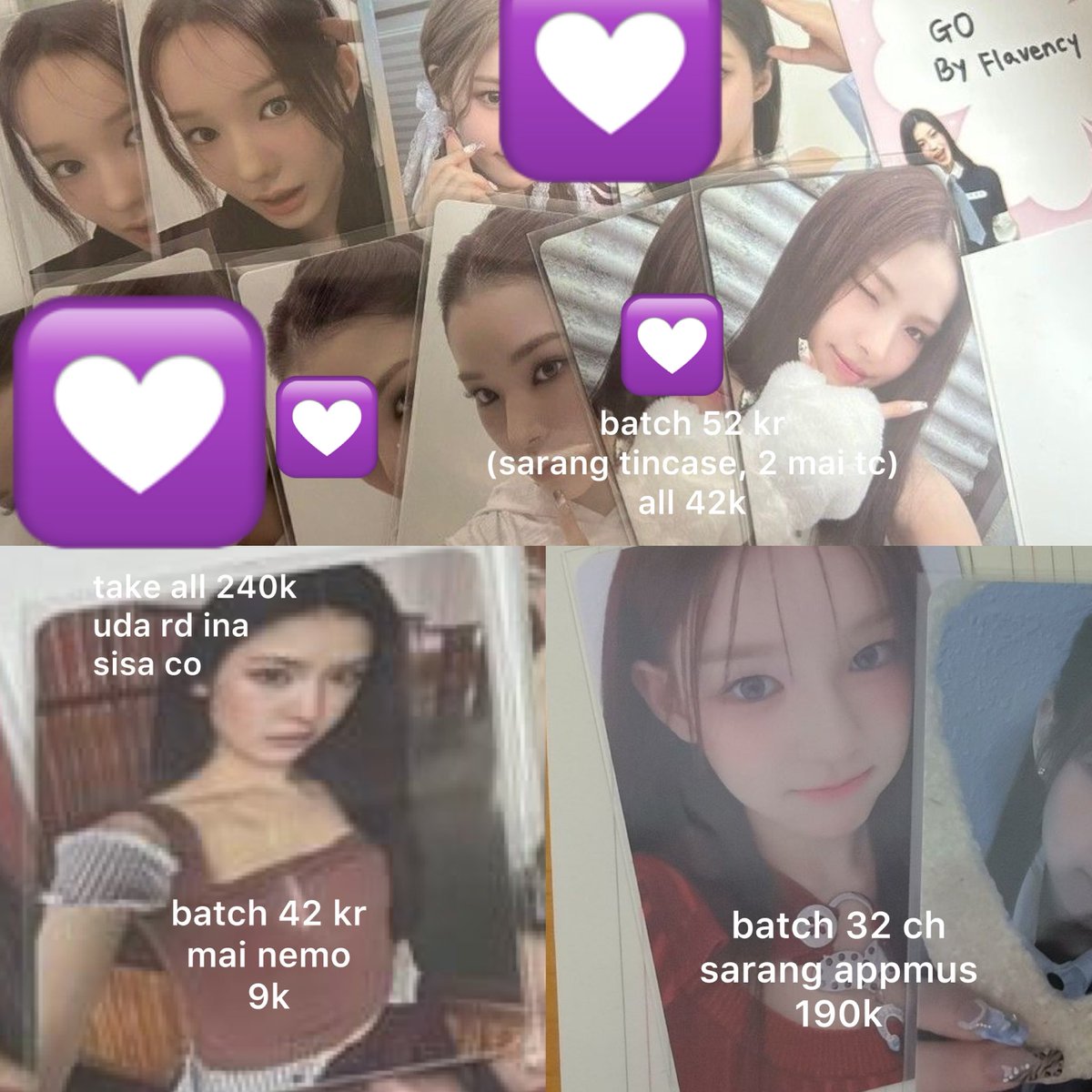 periikesyiil's tweet photo. want to opslot pc pc ini (beda go), bisa nego tipis, siap di co alias udah rd ina. edisi stopkol pls tolong abisin yaa 😞🙏🏻🙏🏻

want to opslot photocard izna jungeun sarang mai https://t.co/LmCis5n5w1