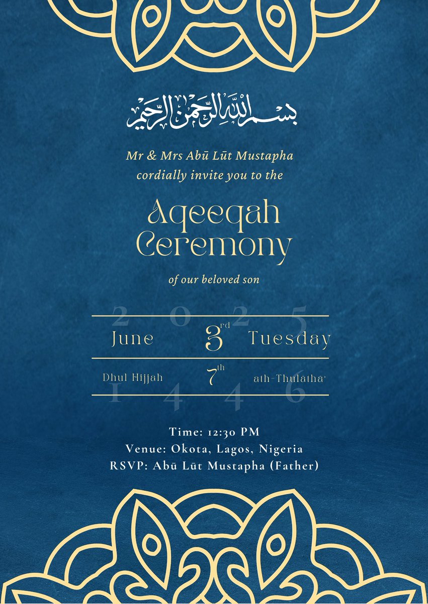 بسم الله الرحمن الرحيم

Assalaamu’alaykum warahmatullah wabarakaatuh.

RSVP: Abū Lūt (Myself)