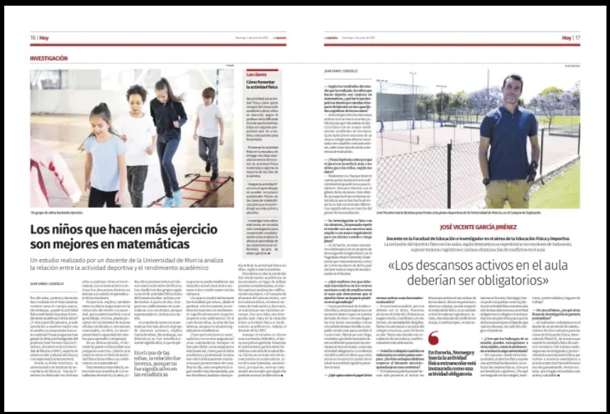Hoy salimos a doble página en la prensa regional. Gracias <a href="/diariolaopinion/">La Opinión de Murcia</a> por dar visibilidad a la investigación en Educación Física 💪🏻 <a href="/UMUEdufide/">Grupo de Investigación EDUFIDE</a> <a href="/EducacionUm/">Facultad Educación UM</a> <a href="/UMU/">Universidad Murcia</a> 
laopiniondemurcia.es/comunidad/2025…
