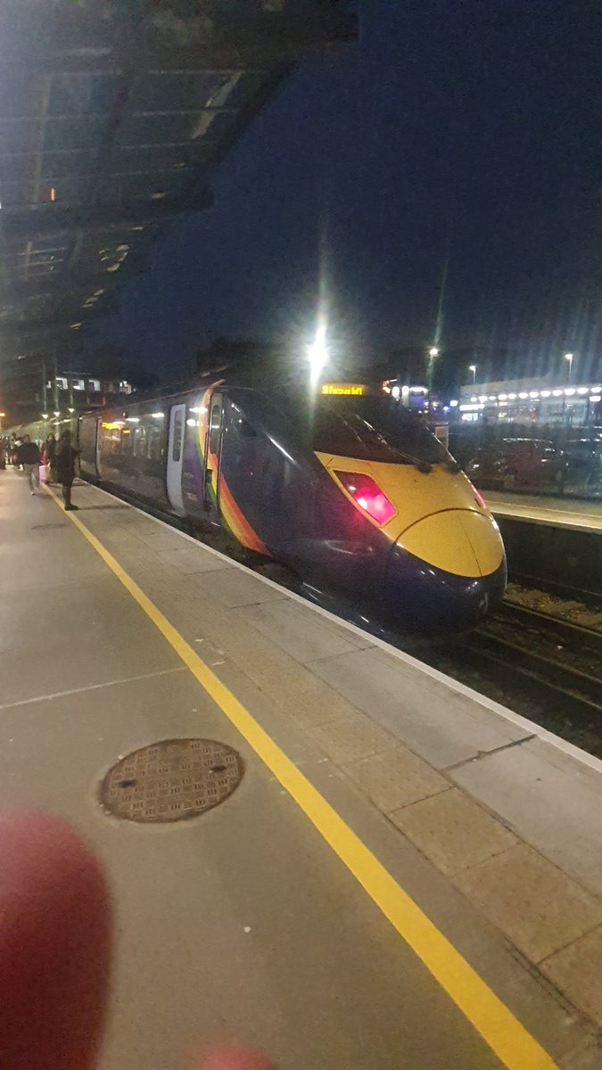 ThameslinkTV700's tweet image. As Pride Month begins, here's a Class 395 (395 012 #trainbow) photographed back in February at Gravesend Station in the evening on a @Se_Railway high speed service to St Pancras Int'l. There are various Pride Events happening across the UK.