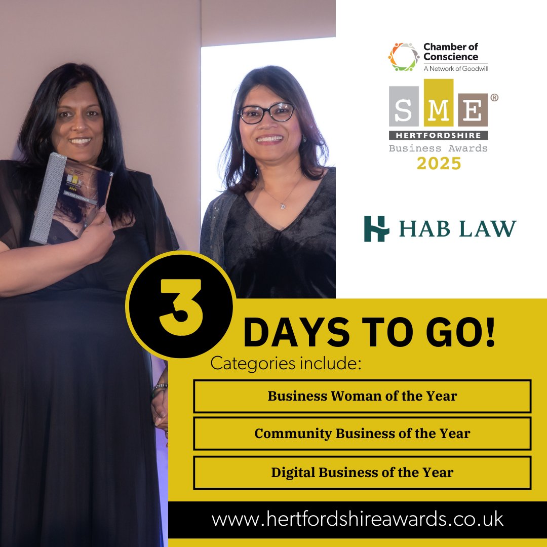 🥳 The SME Hertfordshire Business Awards provide an excellent opportunity for any SME in the county to enhance their visibility, credibility, and celebrate excellence!

DON’T miss out, enter TODAY 👉 tinyurl.com/4wsm8ftz