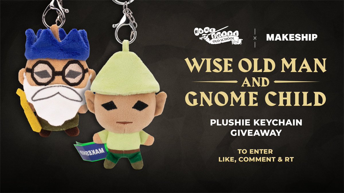 🧙 Wise Old Man and Gnome Child Giveaway!

👍💬 Like, Comment &amp; RT to enter for a chance to win these two plushie keyrings made by <a href="/Makeship/">Makeship</a>

👑 Winner Picked on June 2nd