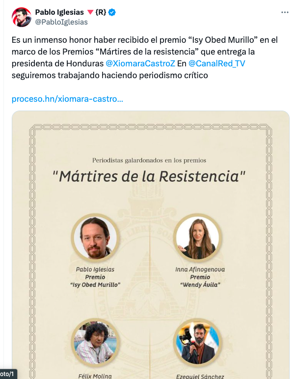 Mártires pola liberdade de expresión son os xornalistas palestinos, non estes dous vendidos ao réxime que montaron o seu chiringuito en Canal Red. En América Latina, máis que informar, están facendo un traballo de zapa ao servizo do sistema.