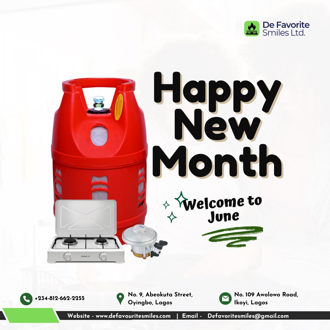 De_Favorite_S's tweet photo. Happy New Month from De Favorite Smiles Ltd.!
Welcome to June β the month to cook smarter and safer.
π Visit our outlets or call to place your order today!
π Ebute Metta & Ikoyi, Lagos
π +234-812-662-2255
#HappyNewMonth #WelcomeJune #DeFavoriteSmilesGas #LPGGas #GasRefill https://t.co/MzNoqlkigQ