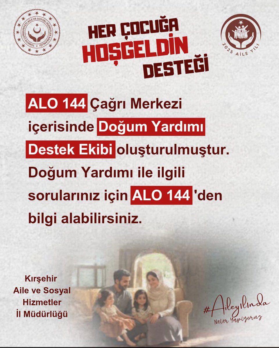 <a href="/tcailesosyal/">T.C. Aile ve Sosyal Hizmetler Bakanlığı</a> 
<a href="/ASHB_ATHGM/">Aile ve Toplum Hizmetleri Genel Müdürlüğü</a> 
<a href="/KirsehirValilik/">Kırşehir Valiliği</a> 
<a href="/DemiryurekSefa/">Murat Sefa Demiryürek</a> 

#AileYılı