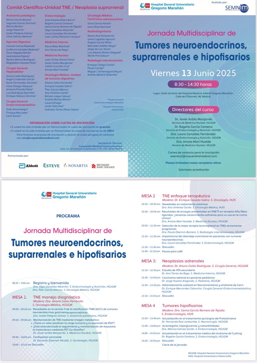 Rogelio G Centeno (@rogeliogcenten1) on Twitter photo 📢 📢 📢
‼️ Estáis a tiempo inscribiros en Curso presencial #TNE , adrenales e hipofisis
H Gregorio Marañon ‼️
🦓 🦓 🦓
📆 13 Junio 2025
Lugar: Salón Actos Maternidad HGU Gregorio Marañon
<a href="/GrupoGetne/">Grupo GETNE</a> <a href="/Netespana/">NET- ESPAÑA</a> <a href="/NeuroendocrinoS/">NeuroendocrinoSEEN</a> <a href="/sociedadSEEN/">Sociedad SEEN</a> <a href="/SENDIMAD1/">SENDIMAD</a> 📢 📢 📢
‼️ Estáis a tiempo inscribiros en Curso presencial #TNE , adrenales e hipofisis
H Gregorio Marañon ‼️
🦓 🦓 🦓
📆 13 Junio 2025
Lugar: Salón Actos Maternidad HGU Gregorio Marañon
<a href="/GrupoGetne/">Grupo GETNE</a> <a href="/Netespana/">NET- ESPAÑA</a> <a href="/NeuroendocrinoS/">NeuroendocrinoSEEN</a> <a href="/sociedadSEEN/">Sociedad SEEN</a> <a href="/SENDIMAD1/">SENDIMAD</a>