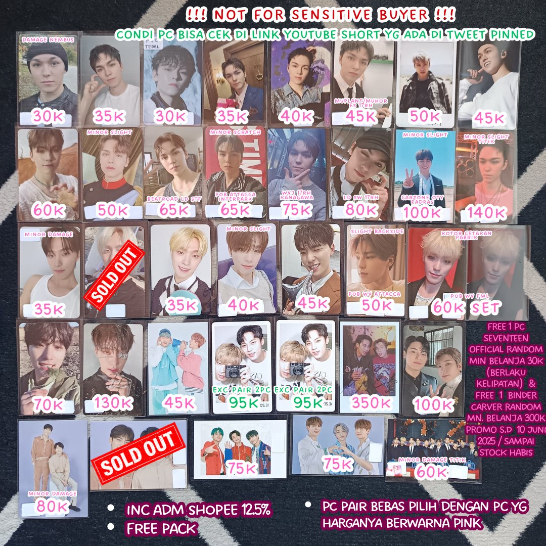 wts want to sell photocard seventeen pc svt ina
#wtsseventeen #wtssvt

FREE 1 PC SVT OFFICIAL RANDOM MIN.BELANJA 30K (BERLAKU KELIPATAN)

s.d 10 Juni 2025
‼️Not for Sensitive Buyer ‼️

CEK CONDI SEBELUM DM
VIDCON⬇️
youtube.com/@beecarat17?si…