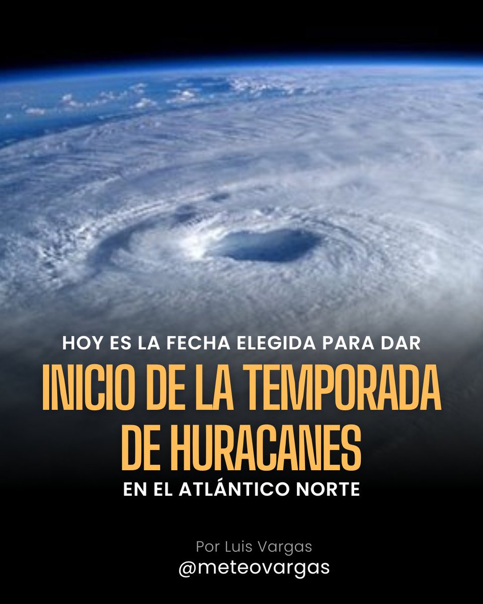 Hoy #1Jun es la fecha elegida para dar inicio a la temporada de huracanes en el Atlántico Norte, que incluye al Mar Caribe y Golfo de México, la cual se prolongará hasta el 30 de noviembre. Pero recordemos que los ciclones tropicales pueden formarse en cualquier momento del año,