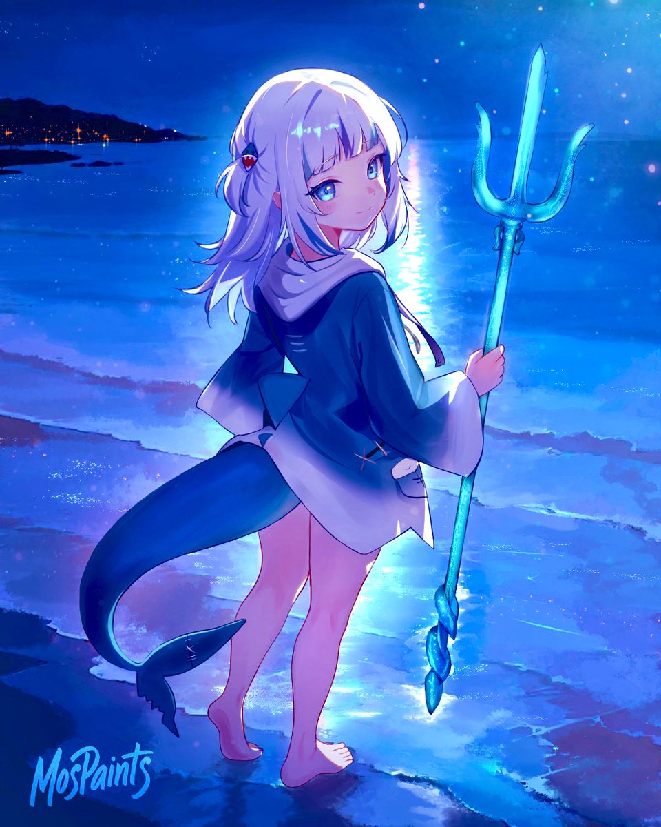 PiscesMos's tweet photo. A month has passed, but the ocean still whispers your name.  
We'll always be your Chumbuds. 🦈💙

#gawrt #gawrgura #chumbuds #GawrGuraGraduation #fanart #hololiveEN #VTuber https://t.co/ezKqNytbLy