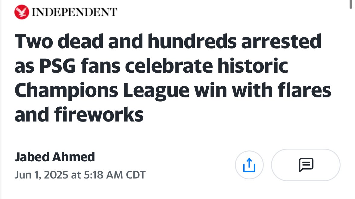 The mainstream media claims “PSG fans” rioted in Paris yesterday, but that’s far from the truth.

North Africans and Arabs unleashed violence on the city last night.

They were waving the flags of other counties.

If we didn’t have X, you wouldn’t know the facts behind this.