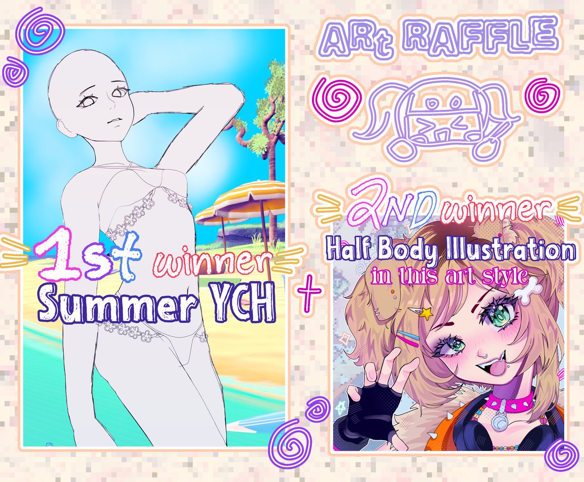 💠ART RAFFLE💠 repost bc it flopped :(
2  winners !!
💙 1st - Summer YCH
💙 2nd- Half Body Illustration

to enter:
🫐follow  me
🫐like+retweet
🫐comment your character (optional)

ends  on  June 6th
#artraffle #artgiveaway