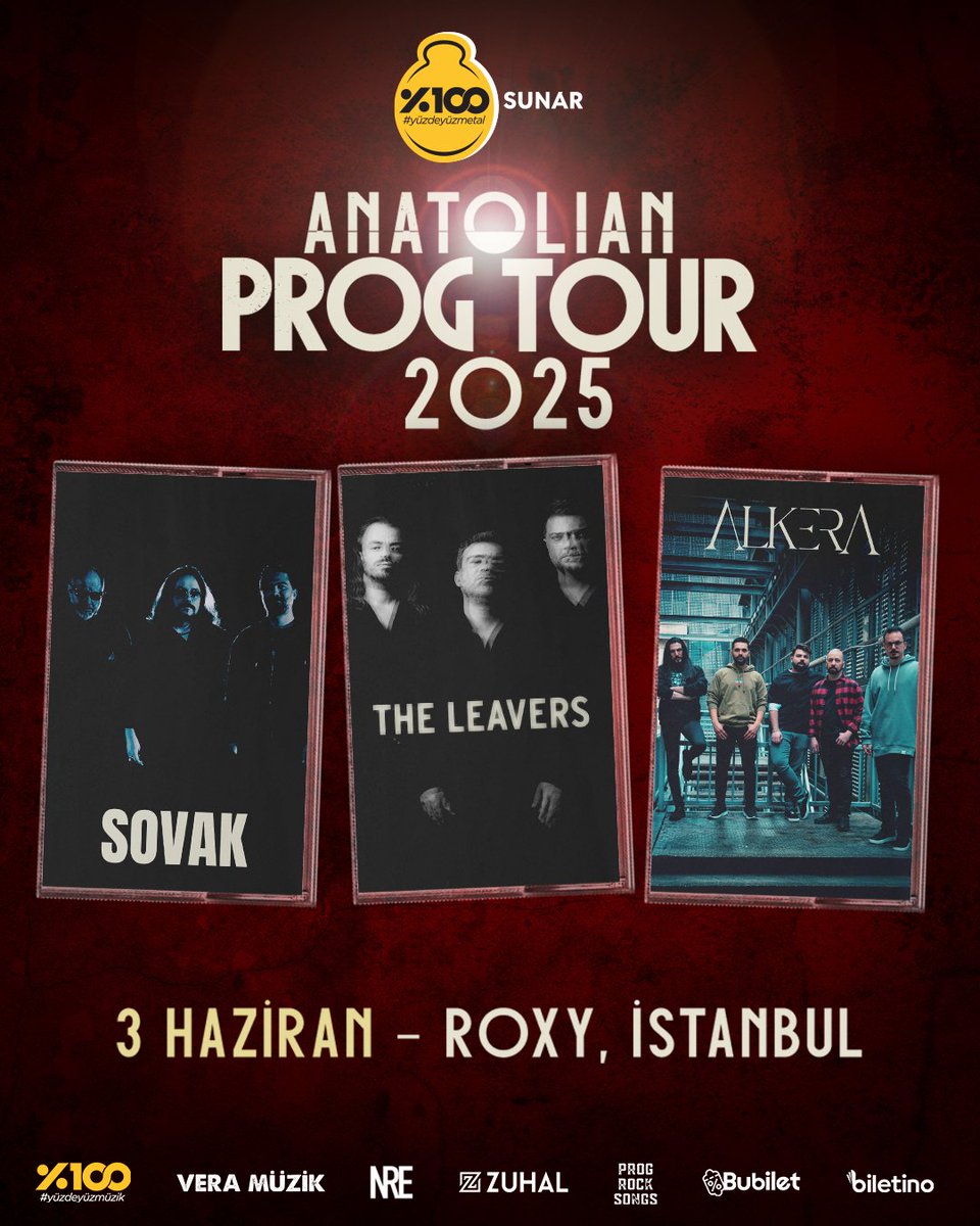 <a href="/yuzdeyuzmetal/">%100 Metal</a> sunar: Anatolian Prog Tour 25' | İstanbul

Bu yıl ilki gerçekleşen turnenin son ayağı <a href="/roxyclubist/">roxyistanbul</a> 'te gerçekleşecek. Sovak ve The Leavers ile sahne alacağımız gecenin biletleri <a href="/bubilet/"></a> ve <a href="/biletino_com/">Biletino</a> da. 
. 
<a href="/veramuziktr/">Vera Müzik</a> #yuzdeyuzmetal #alkera