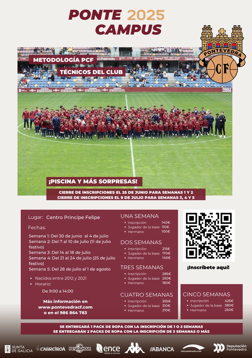 PONTECAMPUS 2025 

Anótate ao Campus dé verán do Pontevedra CF 👦⚽️🏊

👉 Inscripcións en docs.google.com/forms/d/e/1FAI…

#PonteCampus25 ♥️