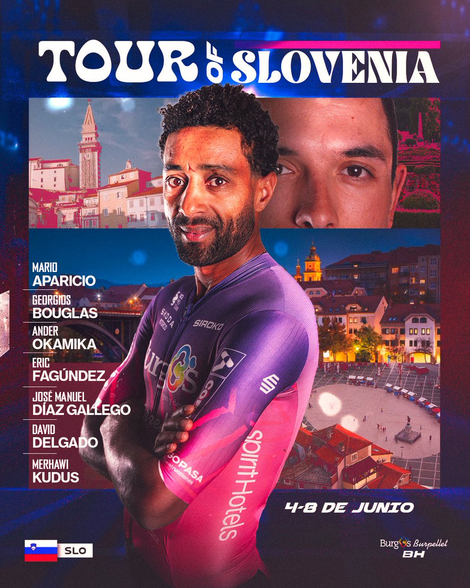 🌍 Esta semana ampliamos nuestro calendario internacional debutando en el <a href="/TourOfSlovenia/">Tour of Slovenia</a> #TourofSlovenia 🇸🇮

🇬🇷 <a href="/gbouglas/">Georgios Bouglas</a>
🇪🇸 <a href="/oka_ander/">Ander Okamika</a>
🇺🇾 <a href="/Eric_Fagundez/">Eric Fagundez</a>
🇪🇷 <a href="/MeraKudus/">Merhawi Kudus</a>
🇪🇸 <a href="/josediazgallego/">Jose Manuel Diaz</a>
🇪🇸 <a href="/m_aparicio23/">MARIO APARICIO</a>
🇪🇸 <a href="/daviliyodelgado/">David Delgado Higueruelo</a>

📝➡️ burgosproteam.com/burgos-burpell…