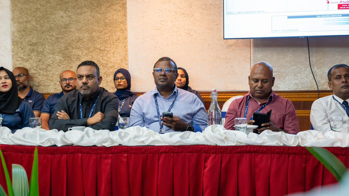 Maldives Airports Company Ltd (@maclmedia) on Twitter photo Ongoing meeting with seaplane operators to discuss the ORAT process for the new <a href="/VelanaAirport/">Velana Airport</a> passenger terminal, aimed at supporting a phased airline transition and minimizing operational risks. Ongoing meeting with seaplane operators to discuss the ORAT process for the new <a href="/VelanaAirport/">Velana Airport</a> passenger terminal, aimed at supporting a phased airline transition and minimizing operational risks.