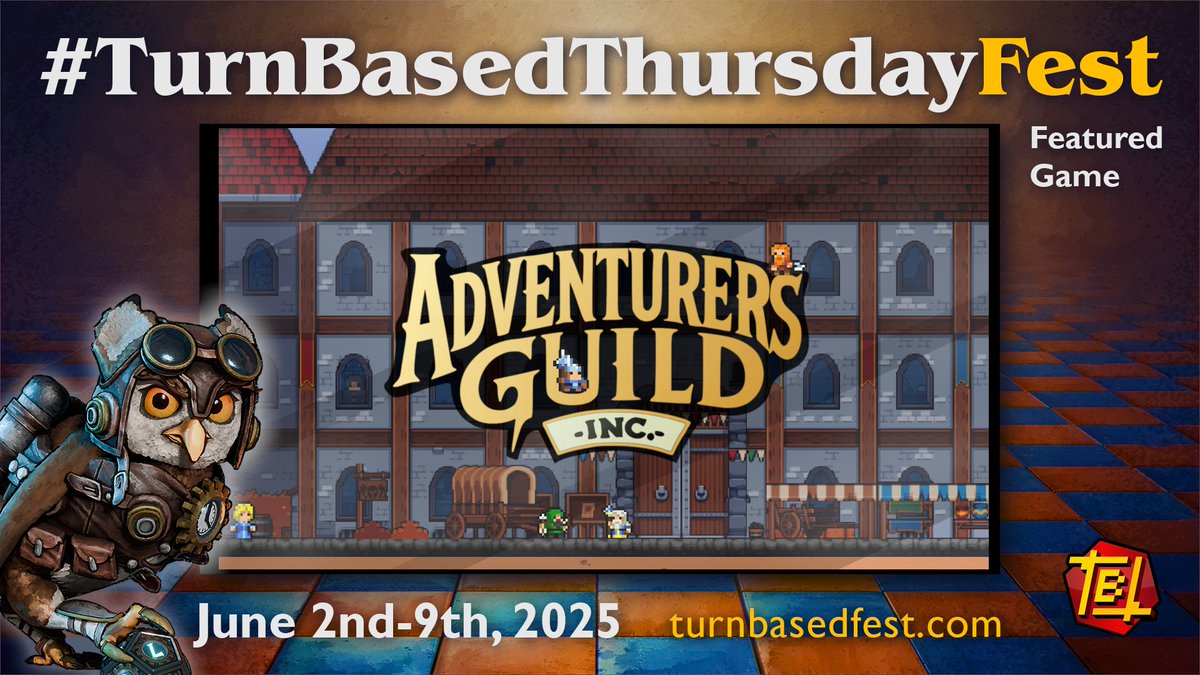 Trakaan_GameDev's tweet photo. #TurnBasedThursdayFest starts tomorrow! First festival Adventurers Guild Inc. will participate in and I'm so glad it's this one!  Thx to the organisers for the opportunity!

I invite you to check all the participants and if not done already, consider wishlisting #AdvGuildInc. ! https://t.co/AFxwxxgAV4