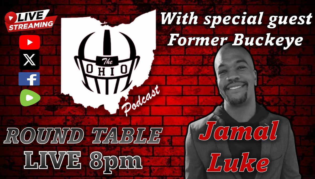 Tonight for our discussion round table show, we will be joined by former Buckeye and National Champion Jamal Luke. Show begin at 8 pm eastern. #theohiopodcast youtube.com/live/q1_DFOC2e…