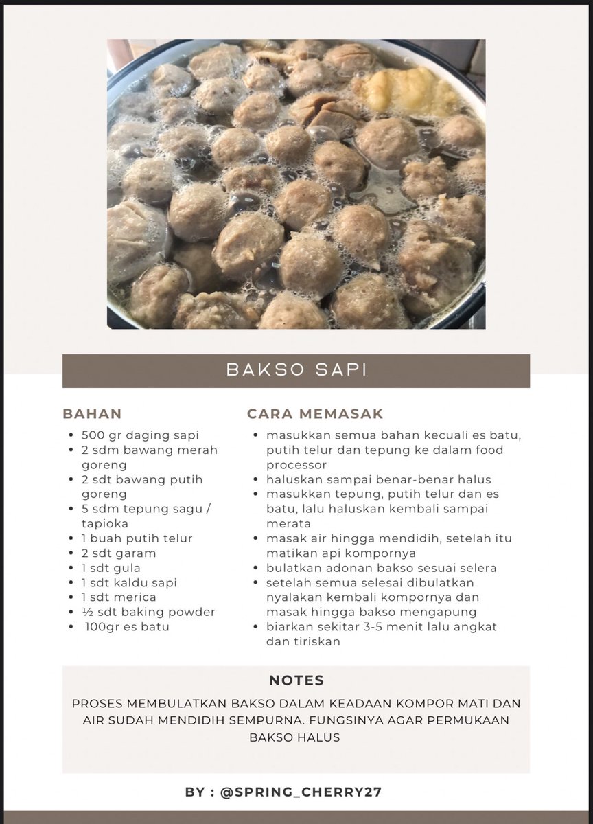 spring_cherry27's tweet photo. Mumpung mau Hari Raya Idul Adha, nih aku kasih resep bakso andalanku.
Entah uda berapa ribu butir bakso yang uda aku buat pake resep ini. Jangan bosen pokoknya kalo aku posting lagi bikin bakso,  soalnya ini menu wajib di rumah ada atau gak ada acara. https://t.co/1OJFF6ecVx