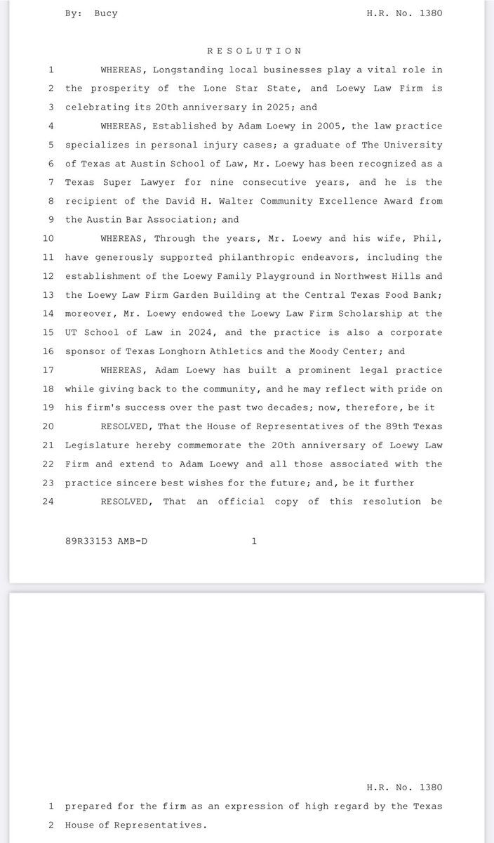 Adam Loewy (@loewylawfirm) on Twitter photo Thank to the Texas House for honoring the 20th anniversary of my law firm today.
Shoutout to my guy <a href="/BucyForTexas/">Rep. John Bucy III</a> for sponsoring this Resolution.
#txlege Thank to the Texas House for honoring the 20th anniversary of my law firm today.
Shoutout to my guy <a href="/BucyForTexas/">Rep. John Bucy III</a> for sponsoring this Resolution.
#txlege