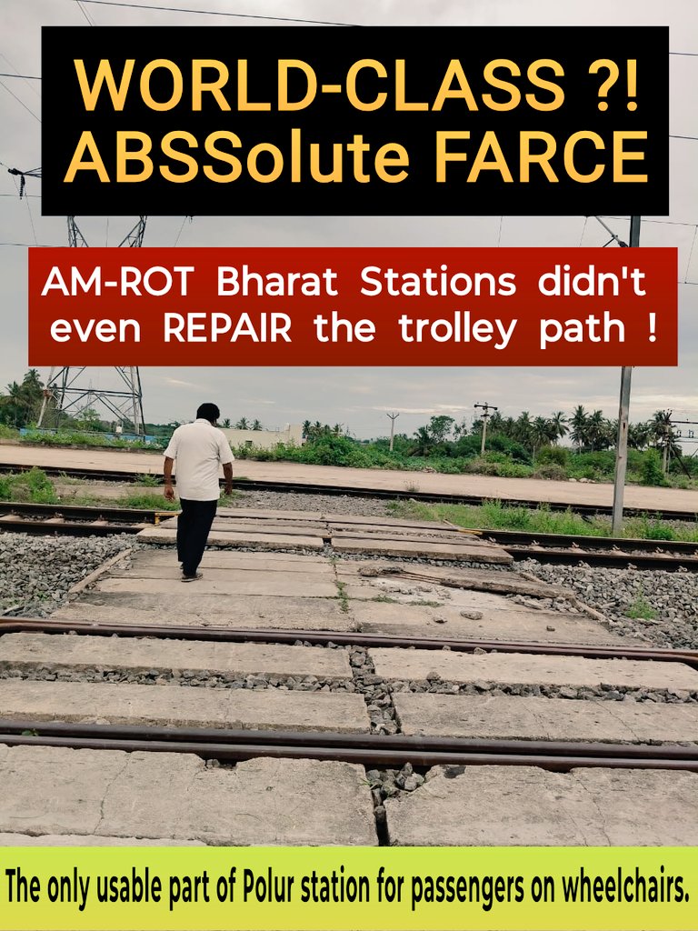 DRA India (Disability Rights Alliance) (@disabilityindia) on Twitter photo Forget about fully accessible... After <a href="/GMSRailway/">Southern Railway</a> spent 66 crores on 9 TN ABSS stations inaugurated recently,
passengers with reduced mobility are STILL stuck at same place as 2 years earlier - able to reach only the home platform at a station. 🤬
ABSSolute sham <a href="/RailMinIndia/">Ministry of Railways</a> Forget about fully accessible... After <a href="/GMSRailway/">Southern Railway</a> spent 66 crores on 9 TN ABSS stations inaugurated recently,
passengers with reduced mobility are STILL stuck at same place as 2 years earlier - able to reach only the home platform at a station. 🤬
ABSSolute sham <a href="/RailMinIndia/">Ministry of Railways</a>