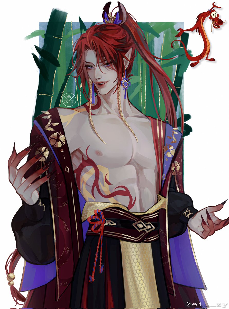 ei__zy's tweet image. Mushu as human👹