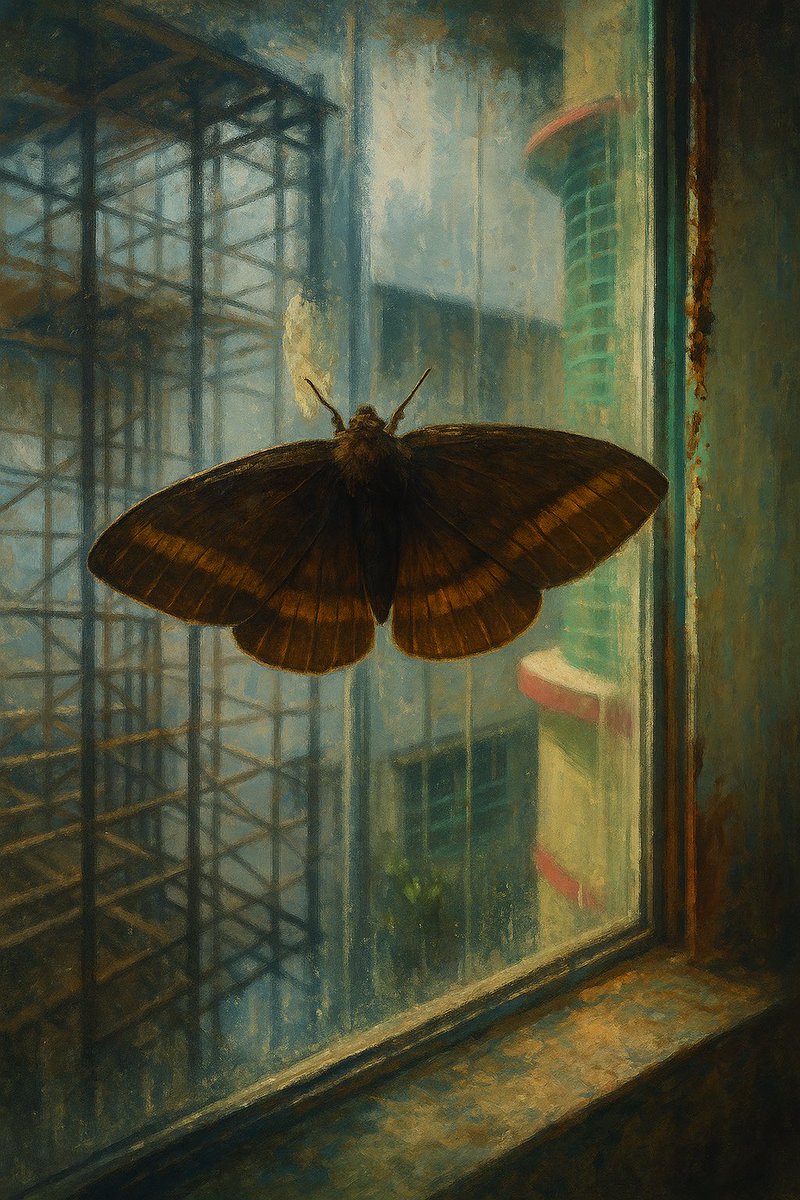 Stuck between the glass and the sky, even a moth dreams of freedom.