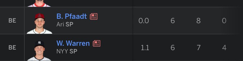 emersonob's tweet photo. @EricCrossMLB I had pitching in hand (h2h) and benched these two. 😅 https://t.co/3BzPaPlXic