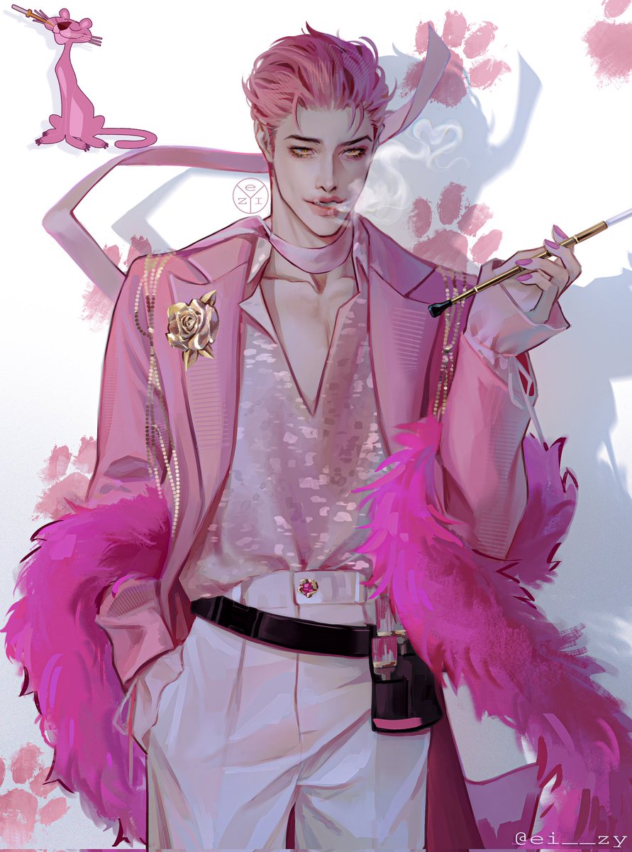 ei__zy's tweet image. I have listened to the Pink Panther&apos;s ost to the hilt  🚬😏