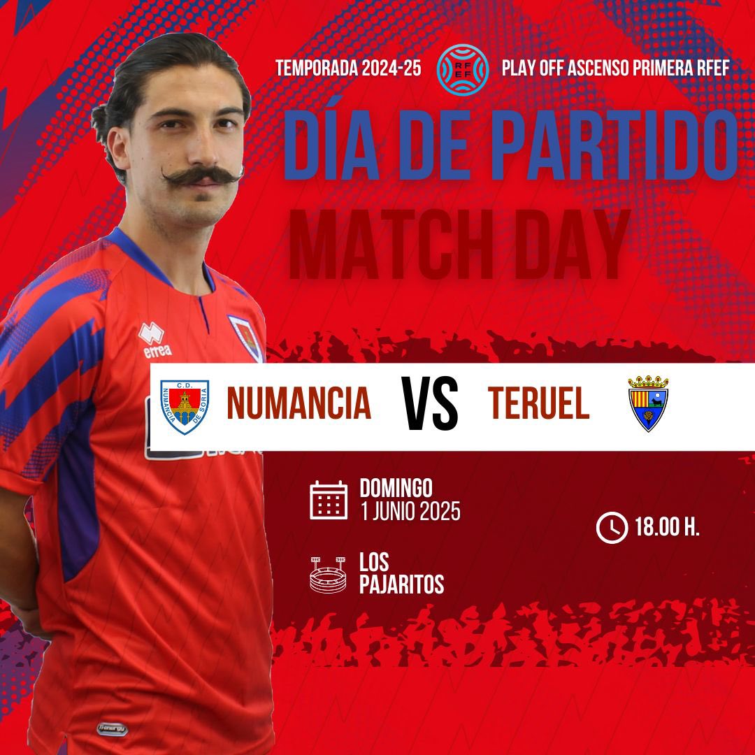 ¡¡Buenos días #numantinos!!

¡¡HOY JUGAMOS!! ¡¡HOY LUCHAMOS TODOS JUNTOS!!

¡¡HOY ES DIA DE PARTIDO!! ¡¡HOY ES DÍA DE #NUMANCIA!!

#NumanciaTeruel I #PlayOffAscensoPrimeraRFEF