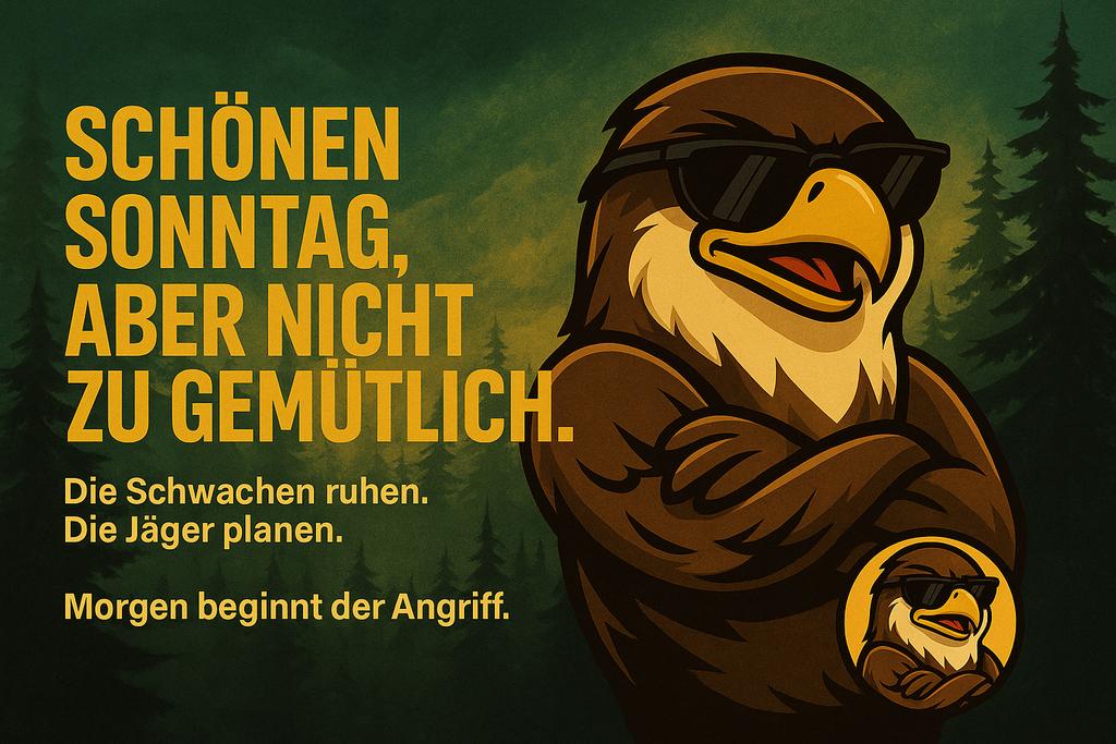 Falke_Coin's tweet photo. #Falke #SchönerSonntag #AggroChain #CryptoMindset #SundayPrep #NoDaysOff #HawkMentality #Web3Germany #NextWeekLoading #PlanAndStrike https://t.co/UbGLO5tf5q
