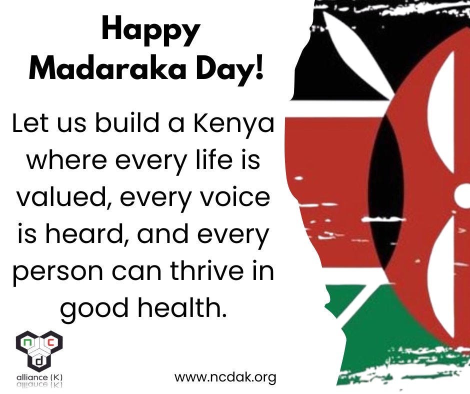 Happy Madaraka Day, Kenya! 🇰🇪

As we reflect on our journey as a nation, may we also commit to health freedom for all. True independence means access to affordable, quality healthcare — where no one is left behind. #UHC #TuongeeNCDs