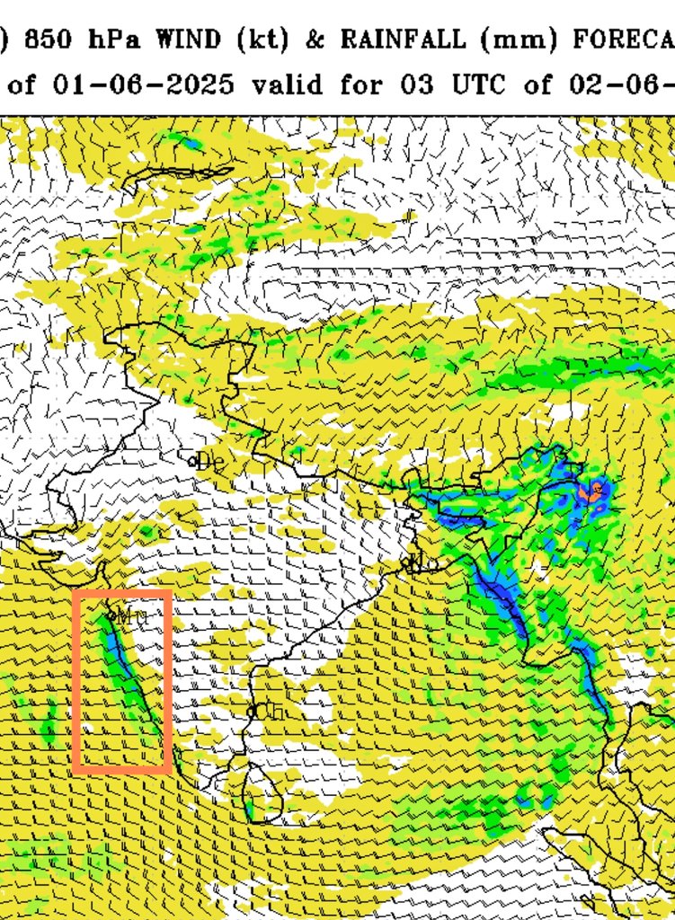 Hosalikar_KS's tweet photo. 1 Jun, as per the IMD Model guidance, there is possibility of #mod to #heavy_rainfall in parts of #South_Konkan & #Raigad area at isolated places on 1,2,3 Jun.
Pl see IMD alerts. https://t.co/BlhothOwz0