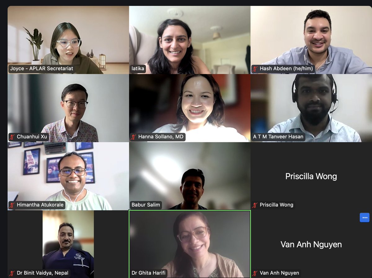 Great meeting fellow <a href="/APLAR_org/">APLAR</a>  Young #Rheumatologists Board members today! Productive brainstorming session on future initiatives - some exciting projects in the pipeline. Looking forward to what we'll accomplish together! #APLAR #YoungRheumatologists #Rheumatology