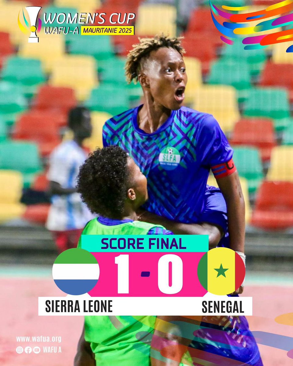 Alie Bittar (@bittar32) on Twitter photo <a href="/thomasdbrima/">Thomas Daddy Brima</a> <a href="/SLFA_sl/">Sierra Leone Football Association</a> praises Sierra Queens' accomplishments in Mauritania
President <a href="/thomasdbrima/">Thomas Daddy Brima</a> of the <a href="/SLFA_sl/">Sierra Leone Football Association</a> has praised the notable advancement of the Sierra Queens after they won the Women's Cup, beating Senegal 1-0 in WAFU A finals in Nouakchott.
<a href="/football_sierra/">Sierra Leone Football News</a> <a href="/thomasdbrima/">Thomas Daddy Brima</a> <a href="/SLFA_sl/">Sierra Leone Football Association</a> praises Sierra Queens' accomplishments in Mauritania
President <a href="/thomasdbrima/">Thomas Daddy Brima</a> of the <a href="/SLFA_sl/">Sierra Leone Football Association</a> has praised the notable advancement of the Sierra Queens after they won the Women's Cup, beating Senegal 1-0 in WAFU A finals in Nouakchott.
<a href="/football_sierra/">Sierra Leone Football News</a>