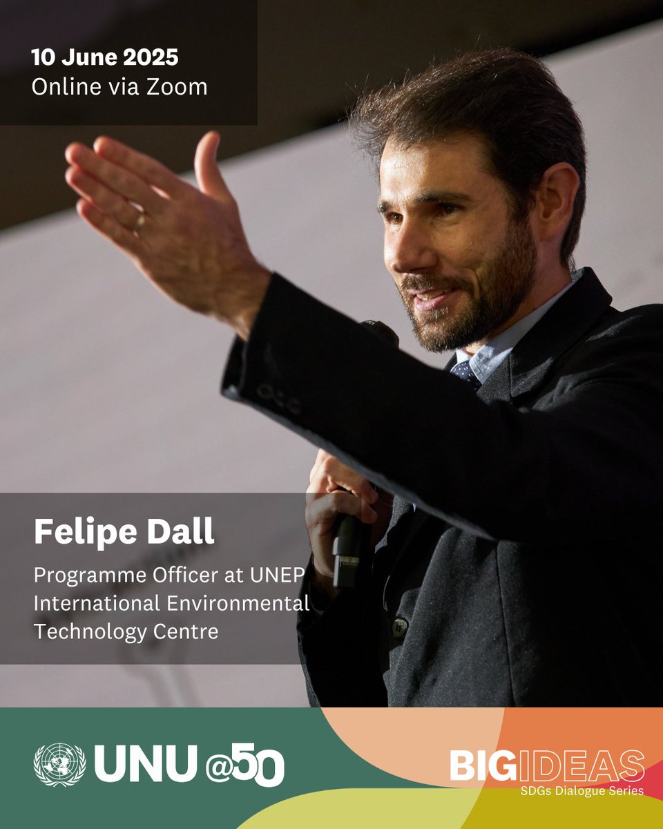 🌍 Ready to rethink waste?

Join our #BIGIDEAS Dialogue on 10 June with <a href="/unep_ietc/">UNEP International Environmental Technology Centre</a>'s <a href="/felipedarso/">Felipe Dall</a> to explore how circularity can transform our world ♻️

🕔 17:00–18:00 JST | 📍 Online via Zoom

Register now 🔗 buff.ly/IWd8eoT

#UNUat50